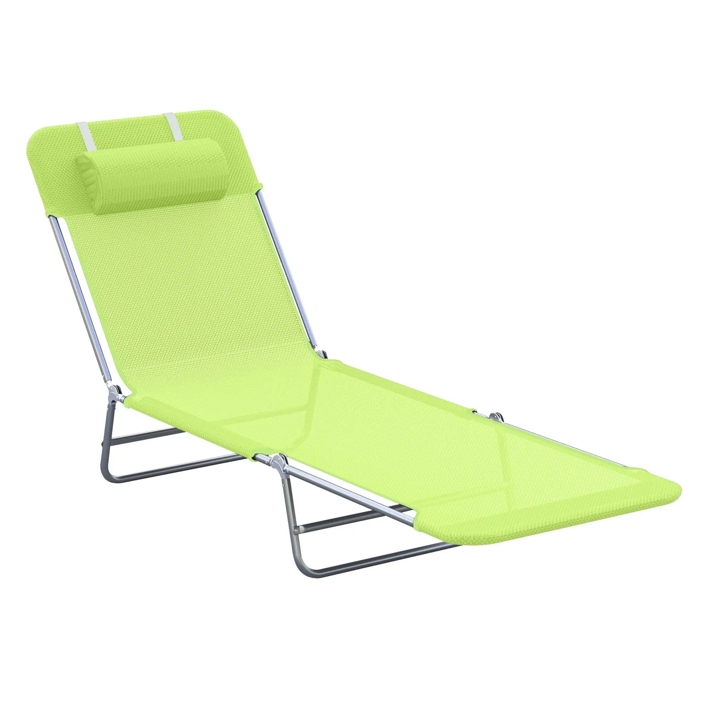 Portable Adjustable Reclining Lounge Chair, Folding Chaise, Light Green Lounger Chairs at Gallery Canada