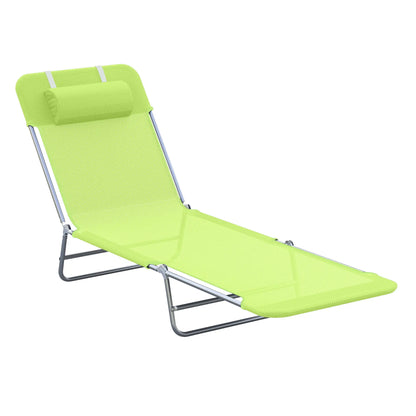 Portable Adjustable Reclining Lounge Chair, Folding Chaise, Light Green Lounger Chairs at Gallery Canada