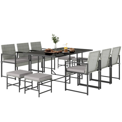 Wicker Patio Dining Set, 6 Armchairs, 4 Stools, Light Grey Outdoor Dining Sets Light Grey, Dark Grey, Black at Gallery Canada