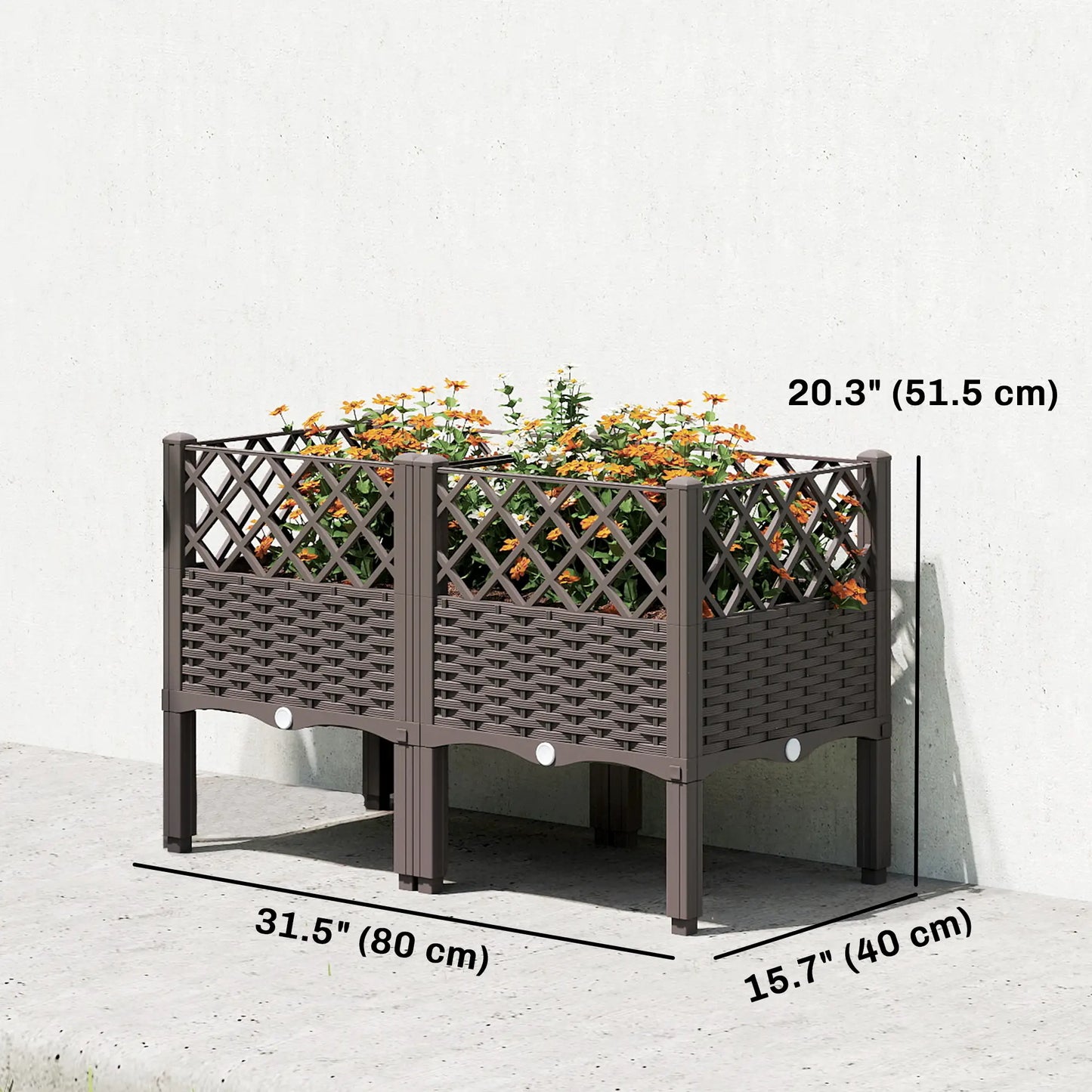 Raised Garden Bed With Legs, Self Watering Planter Box, 31.5" x 15.7" x 20.3" Elevated Garden Beds at Gallery Canada