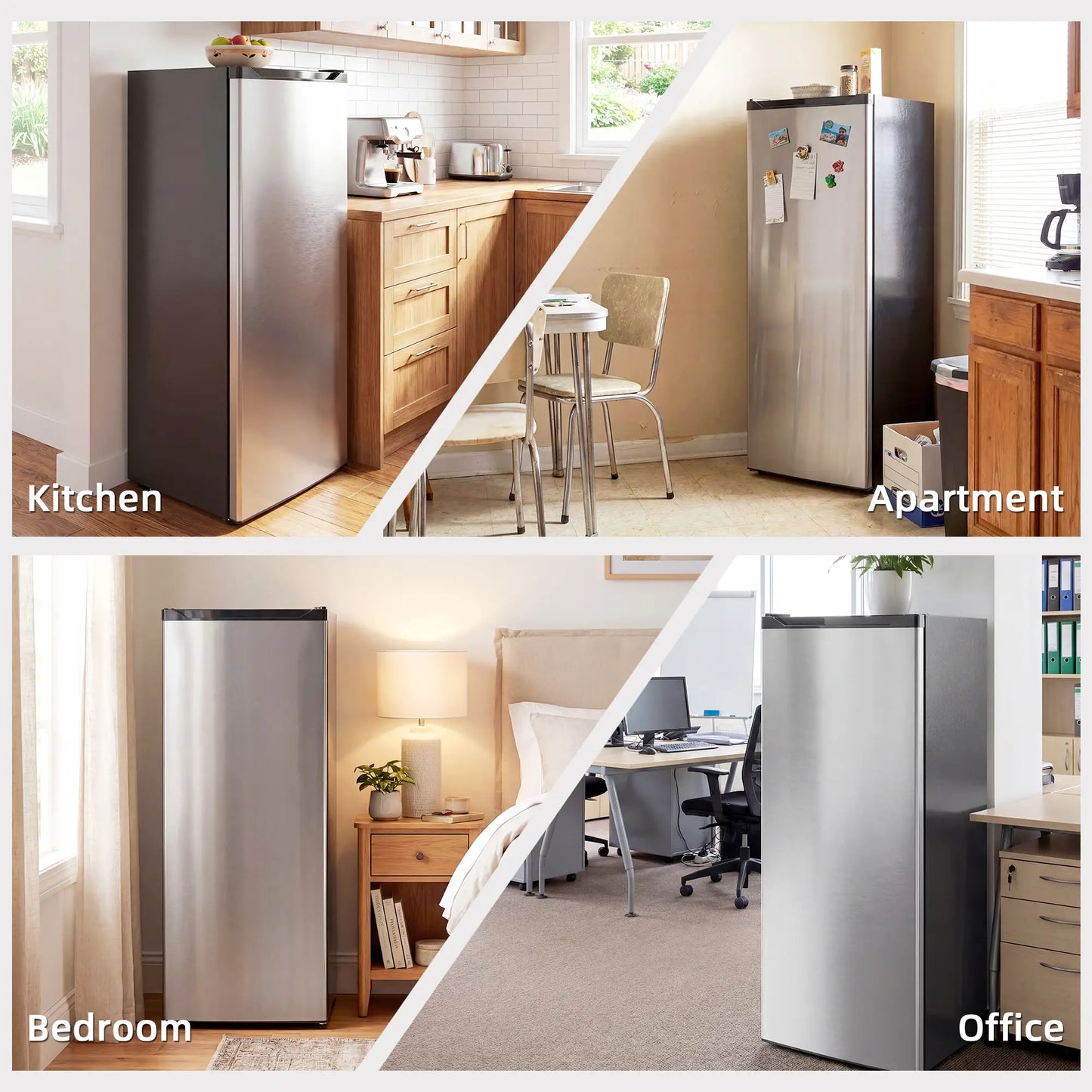 7.0 Cu.Ft Upright Freezer, 6 Adjustable Shelves, Reversible Door, Silver Small Kitchen Appliances at Gallery Canada