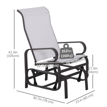 Outdoor Mesh Glider Swing Chair, Patio Garden Rocking Seat, Brown Beige Outdoor Gliders at Gallery Canada