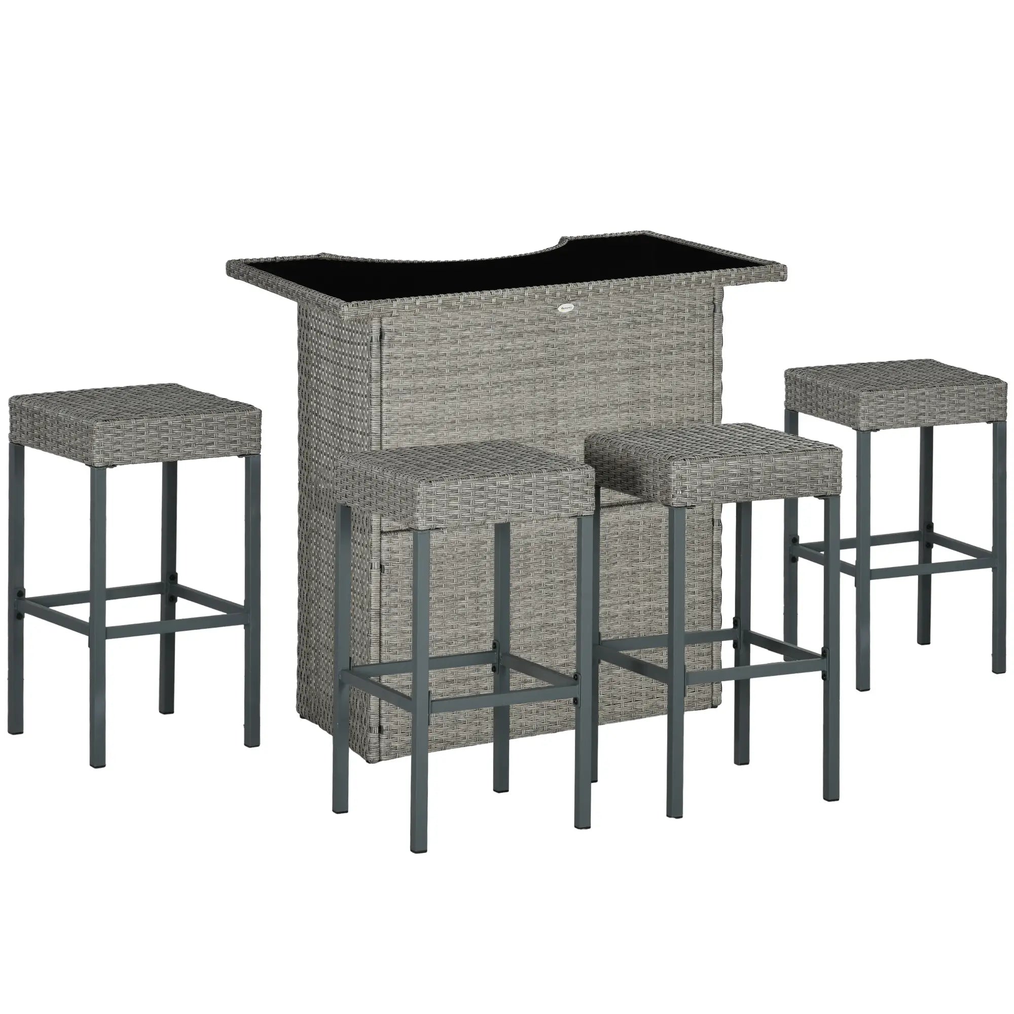 5 Pcs Patio Bar Set, Outdoor PE Rattan Wicker, 4 Chairs, Grey Bistro Sets at Gallery Canada