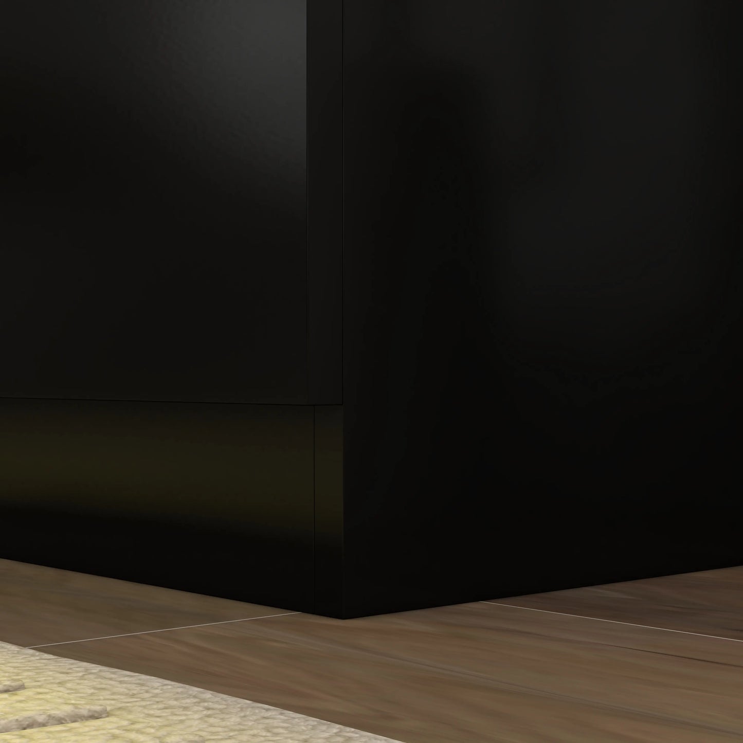 LED Lighted TV Stand for 75", Storage Drawers, High Gloss Black, Black TV Stands at Gallery Canada