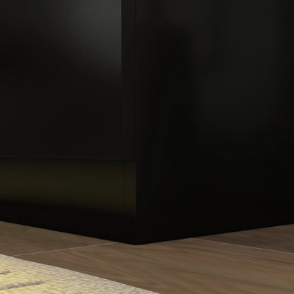 LED Lighted TV Stand for 75", Storage Drawers, High Gloss Black, Black TV Stands at Gallery Canada