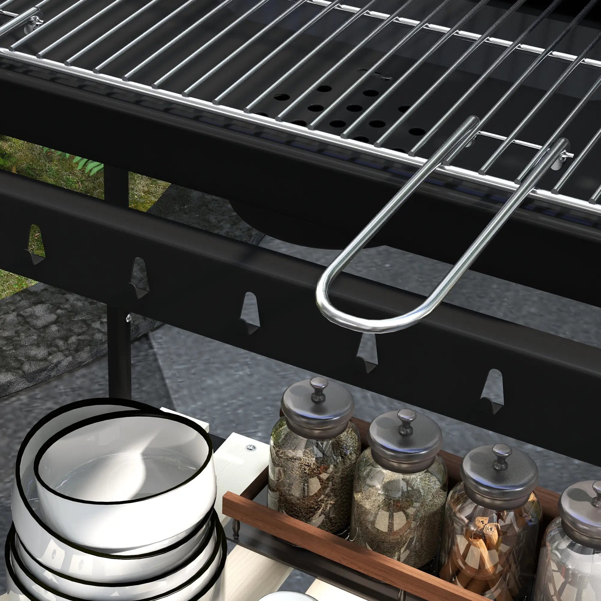 Charcoal Barbecue Grill, Adjustable Height, Portable Trolley With Ash Catcher, Wheels, Black Charcoal BBQ Grils at Gallery Canada