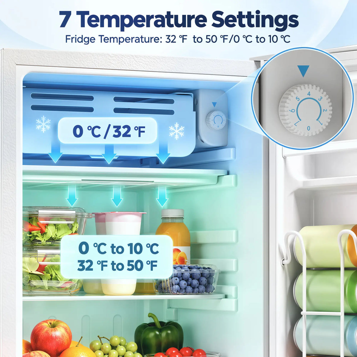 3.2 Cu Ft Mini Fridge, Chiller Box, Compact Refrigerator, White