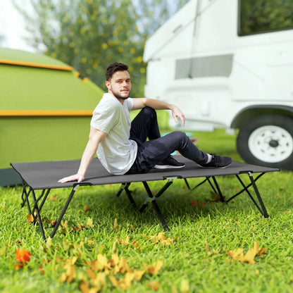 Two Person Folding Camping Cot, Portable Double Cot, 76", Dark Grey Camping Cots at Gallery Canada