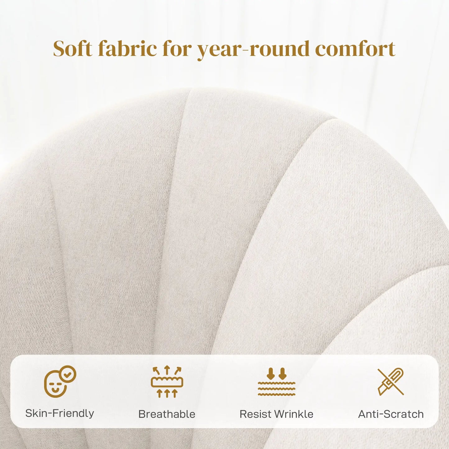 Modern Dining Chairs Set of 4, Upholstered, Metal Legs, Cream White Dining Chairs at Gallery Canada