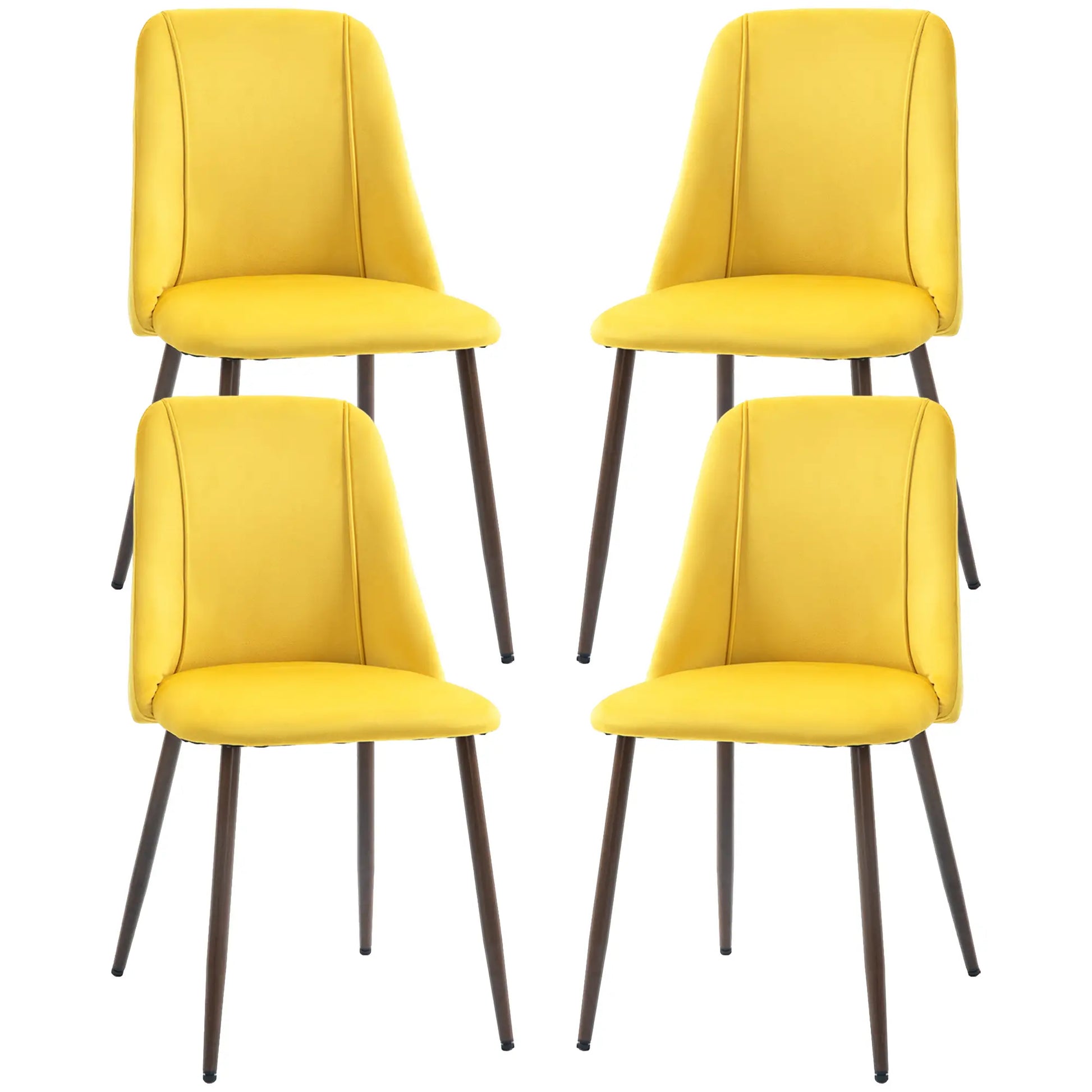 Upholstered Dining Chairs Set of 4, Velvet, Wood-Grain Steel Leg, Yellow Dining Chairs Yellow at Gallery Canada