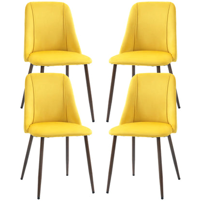 Upholstered Dining Chairs Set of 4, Velvet, Wood-Grain Steel Leg, Yellow Dining Chairs Yellow at Gallery Canada