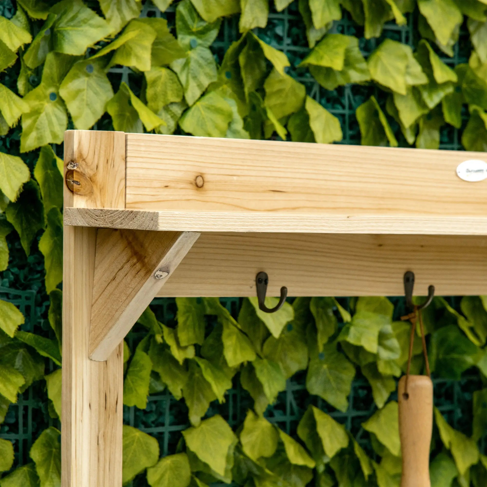 Potting Bench Table, Wooden Garden Workstation with Storage Shelves and Hooks Potting Benches & Tables at Gallery Canada