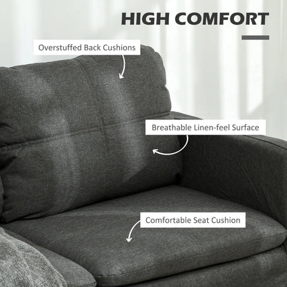 53" 2 Seat Sofa, Upholstered Two Seater Couch, Dark Grey 2-Seater Sofas at Gallery Canada