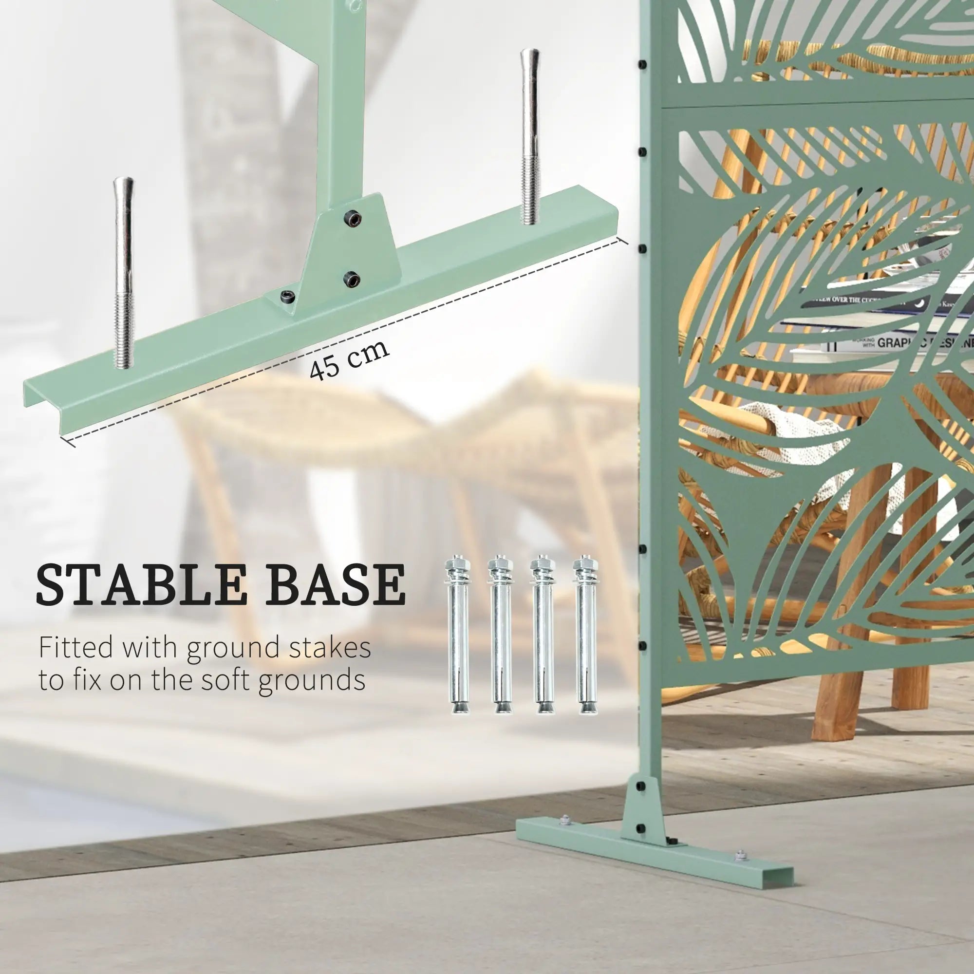 6.5FT Metal Privacy Screen, Leaf Style, Light Green Side Awnings at Gallery Canada