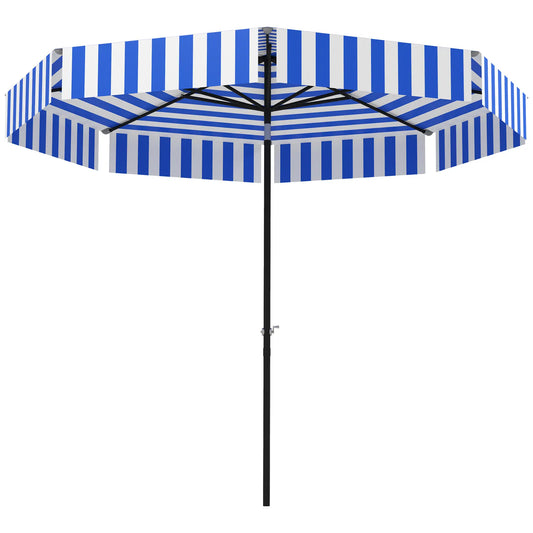 8.7FT Tilting Patio Umbrella, 8 Ribs, Crank Handle, Navy Blue Sun Umbrellas Navy Blue, White, Dark Grey at Gallery Canada