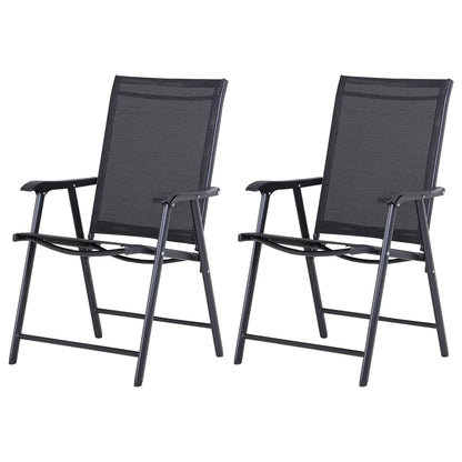 2-Piece Folding Dining Chair Set, Outdoor Furniture with Armrests, Black Patio Chairs Black at Gallery Canada