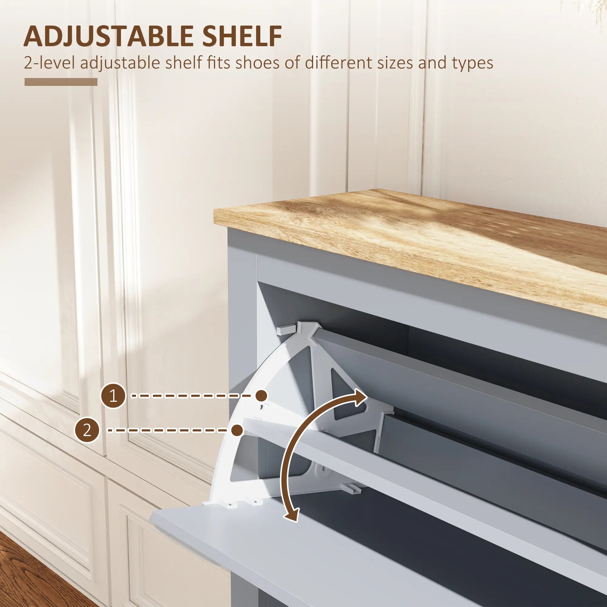 Shoe Cabinet, 2 Flip Drawers, Adjustable Shelves, 12 Pair, Grey Shoe Storage Cabinets & Racks at Gallery Canada