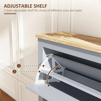 Shoe Cabinet, 2 Flip Drawers, Adjustable Shelves, 12 Pair, Grey Shoe Storage Cabinets & Racks at Gallery Canada