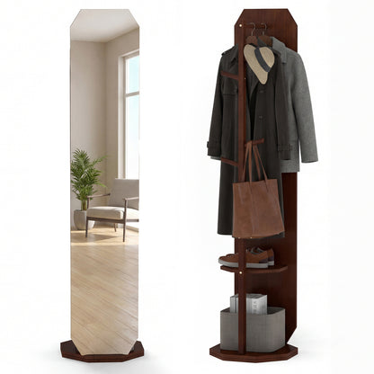 Full Length Mirror Coat Rack, Clothes Hanger, Walnut Coat Racks & Hall Trees at Gallery Canada
