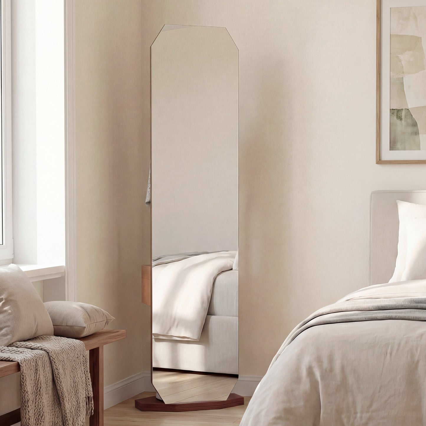 Full Length Mirror Coat Rack, Clothes Hanger, Walnut Coat Racks & Hall Trees at Gallery Canada