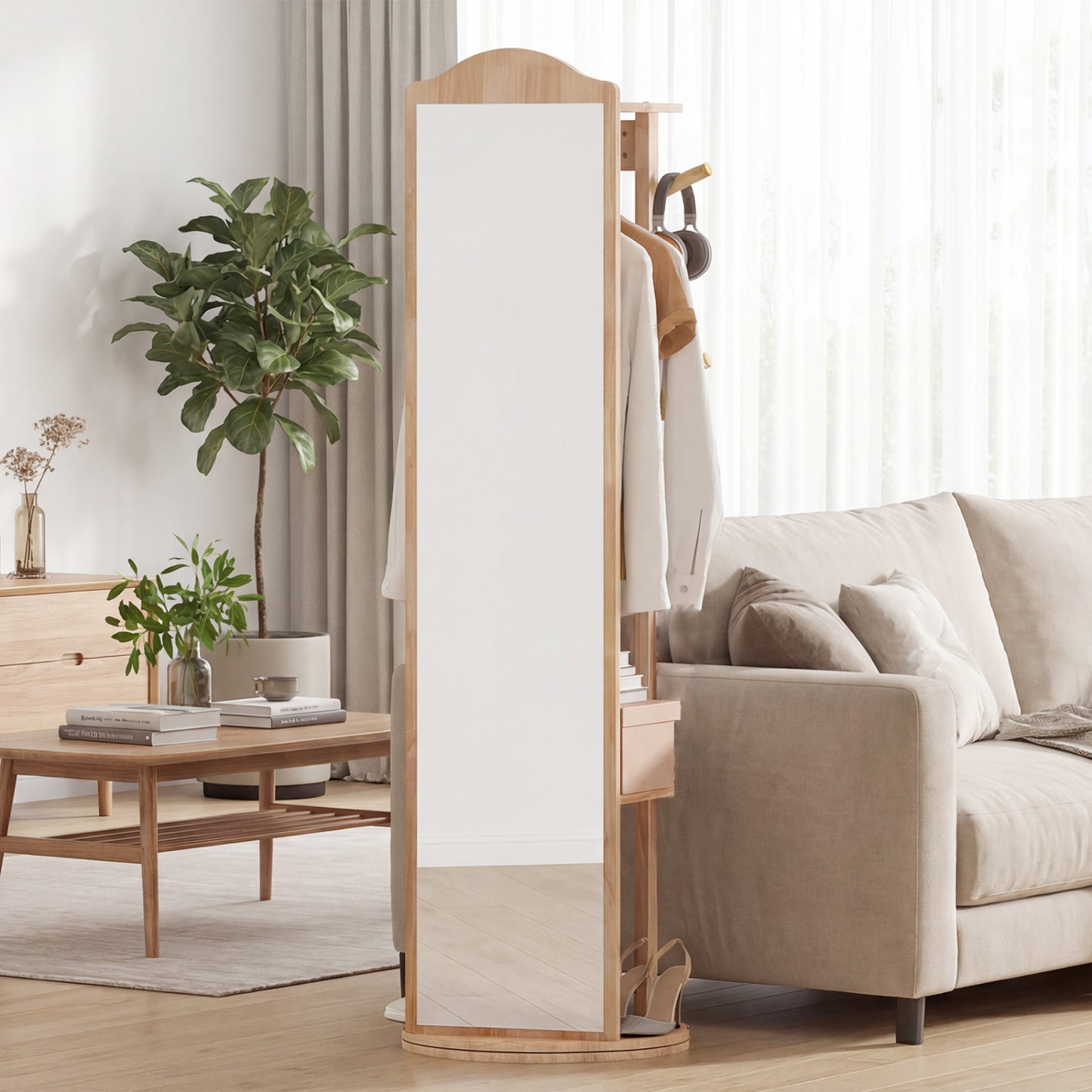 Full Length Mirror Coat Rack, Storage Shelves, Hooks, Natural Coat Racks & Hall Trees at Gallery Canada
