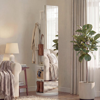 Full Length Mirror Coat Rack, Swivel Floor Mirror, White Coat Racks & Hall Trees at Gallery Canada