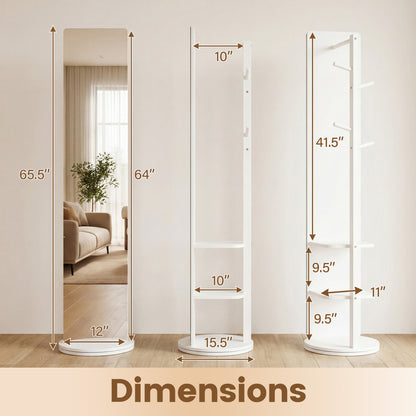 Full Length Mirror Coat Rack, Swivel Floor Mirror, White Coat Racks & Hall Trees at Gallery Canada