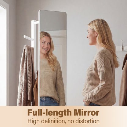 Full Length Mirror Coat Rack, Swivel Floor Mirror, White Coat Racks & Hall Trees at Gallery Canada