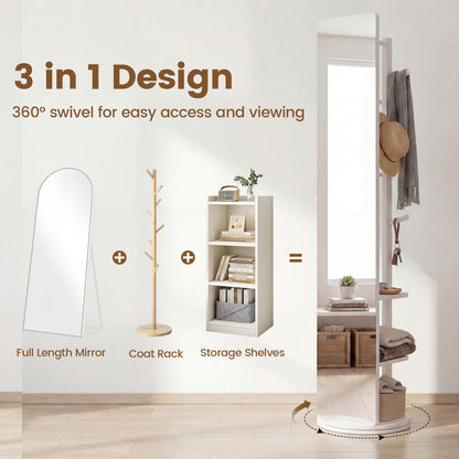 Full Length Mirror Coat Rack, Swivel Floor Mirror, White Coat Racks & Hall Trees at Gallery Canada