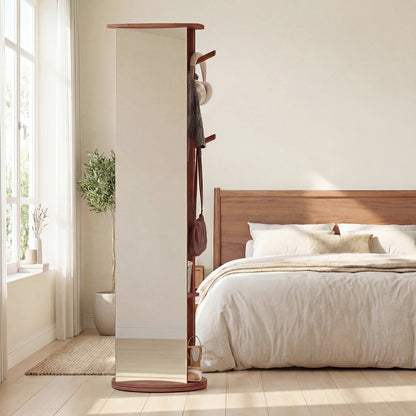 Full Length Mirror Coat Rack, Solid Wood Standing Mirror, Walnut Coat Racks & Hall Trees at Gallery Canada