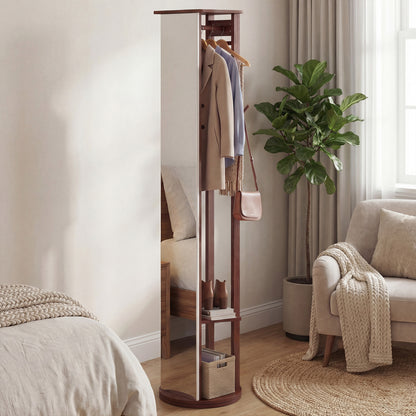 Full Length Mirror Coat Rack, Solid Wood Standing Mirror, Walnut Coat Racks & Hall Trees at Gallery Canada
