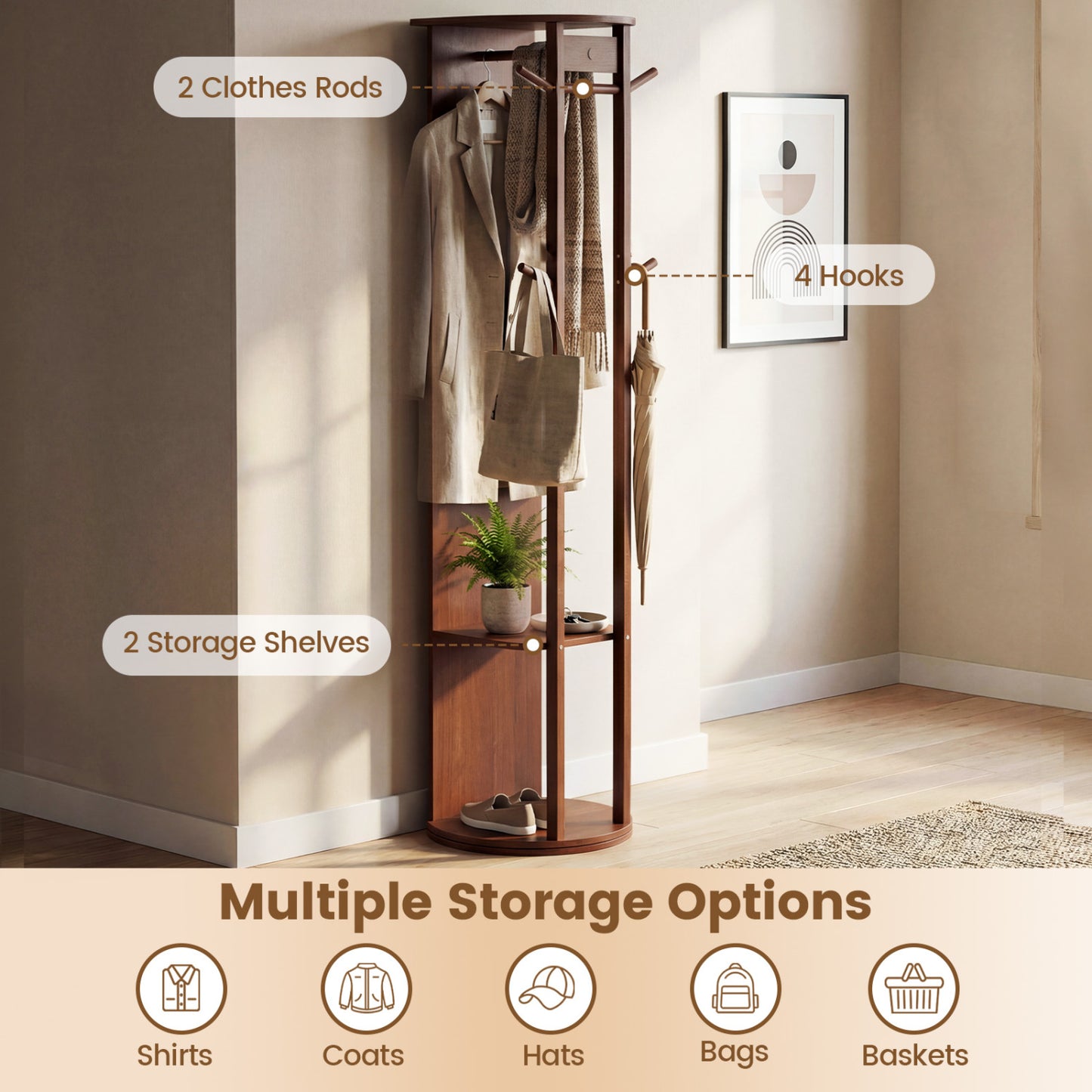Full Length Mirror Coat Rack, Solid Wood Standing Mirror, Walnut Coat Racks & Hall Trees at Gallery Canada