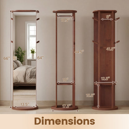 Full Length Mirror Coat Rack, Solid Wood Standing Mirror, Walnut Coat Racks & Hall Trees at Gallery Canada