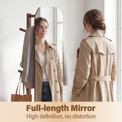 Full Length Mirror Coat Rack, Clothes Hanger, Walnut Coat Racks & Hall Trees at Gallery Canada