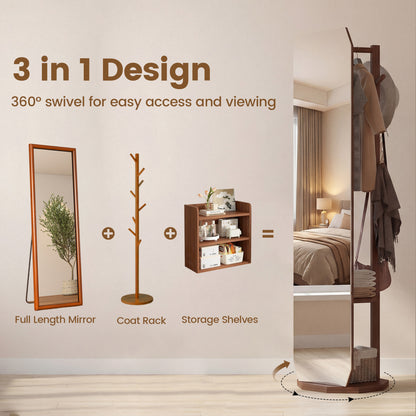 Full Length Mirror Coat Rack, Clothes Hanger, Walnut Coat Racks & Hall Trees at Gallery Canada