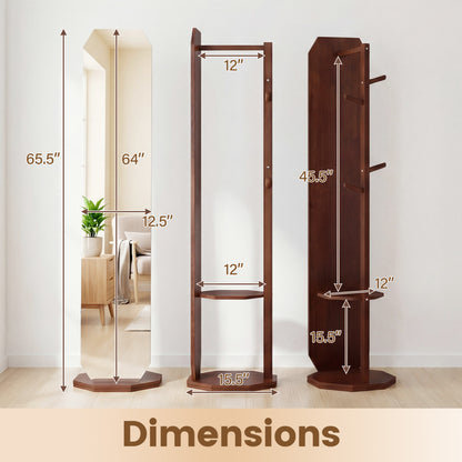 Full Length Mirror Coat Rack, Clothes Hanger, Walnut Coat Racks & Hall Trees at Gallery Canada