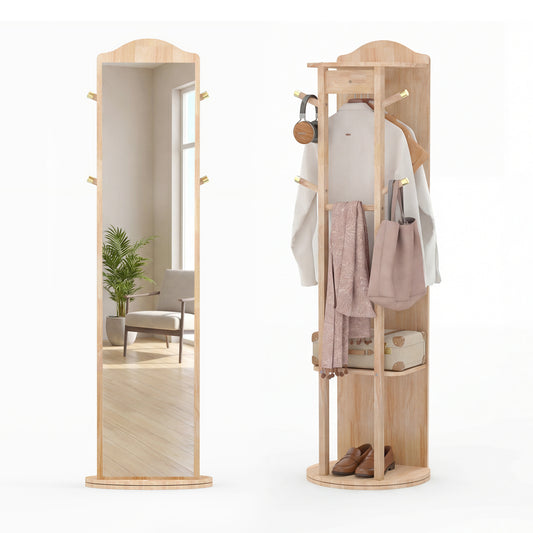 Full Length Mirror Coat Rack, Storage Shelves, Hooks, Natural Coat Racks & Hall Trees Natural at Gallery Canada