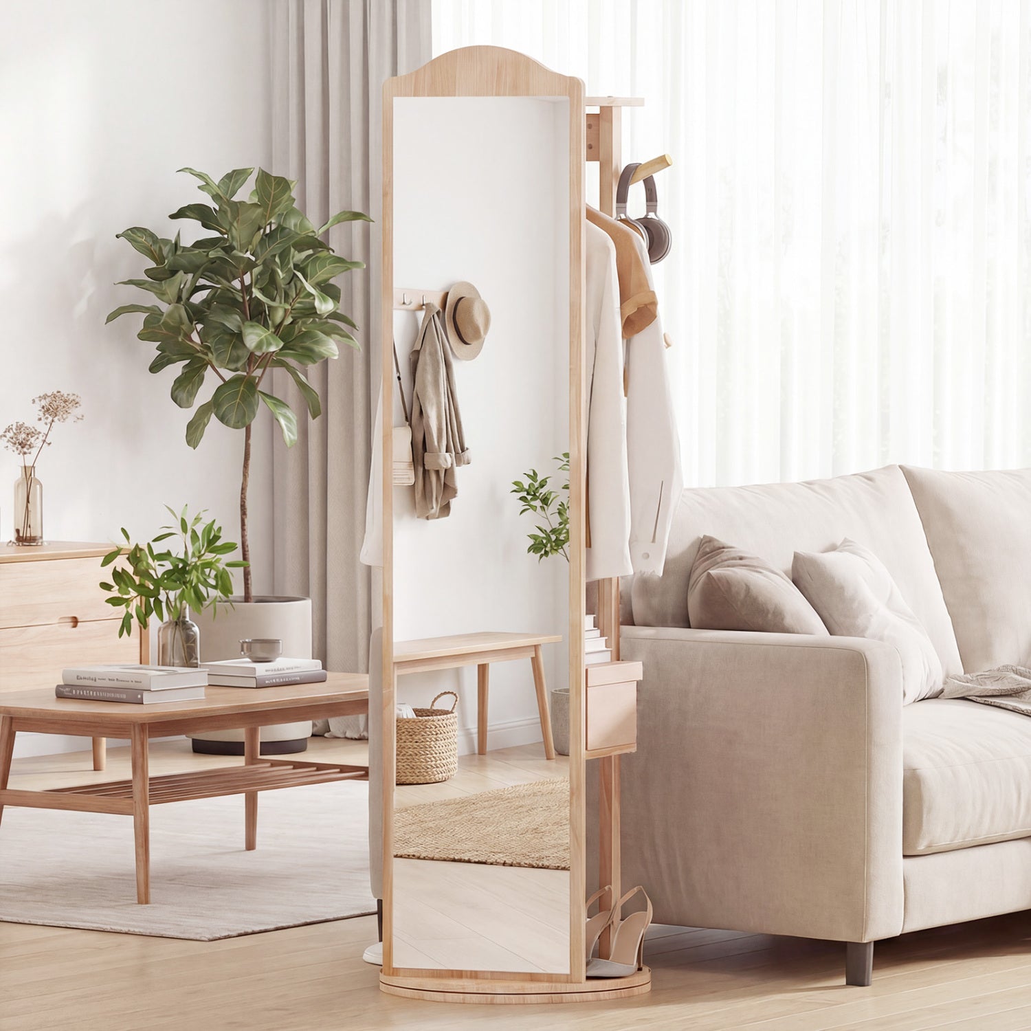 Full Length Mirror Coat Rack, Storage Shelves, Hooks, Natural Coat Racks & Hall Trees at Gallery Canada