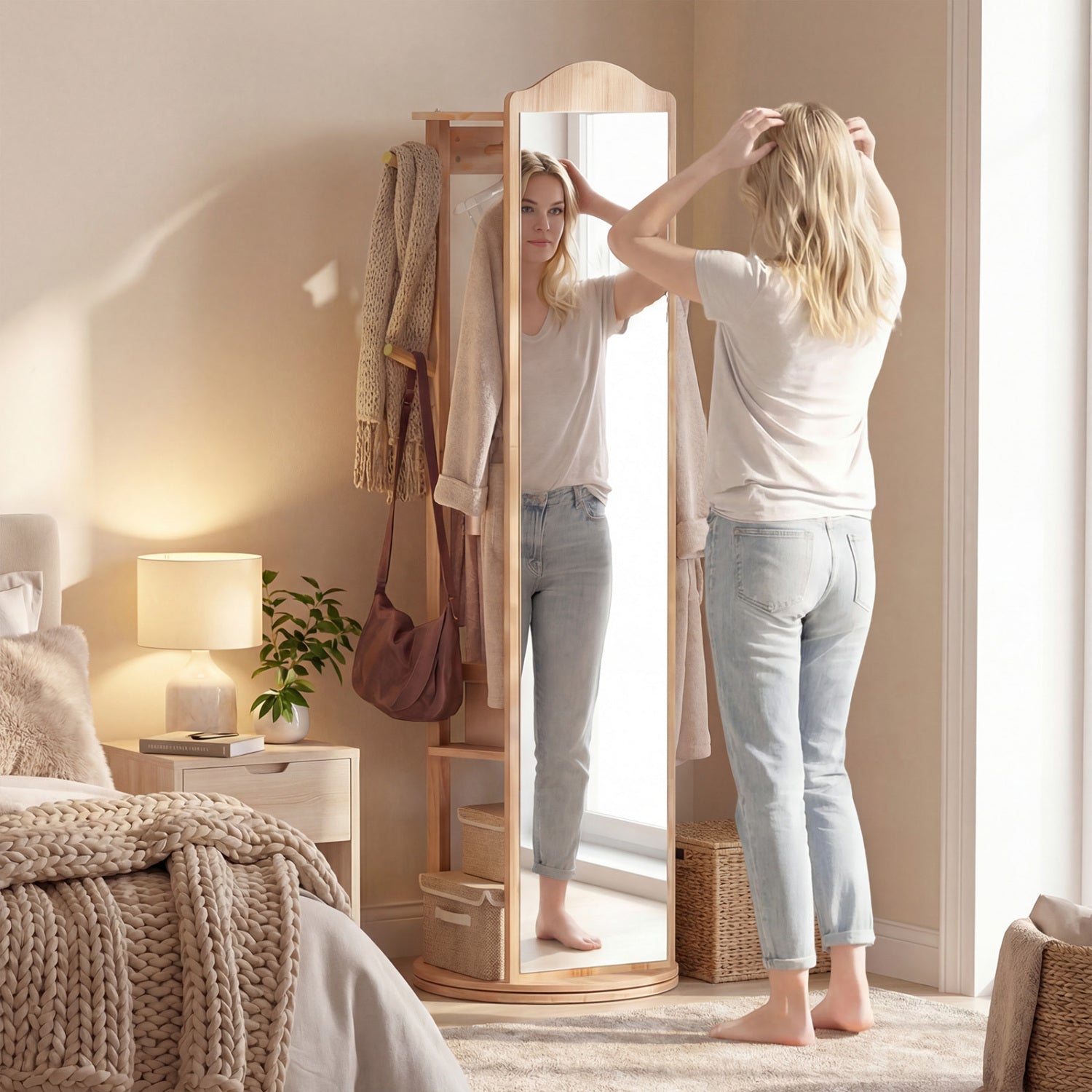 Full Length Mirror Coat Rack, Storage Shelves, Hooks, Natural Coat Racks & Hall Trees at Gallery Canada