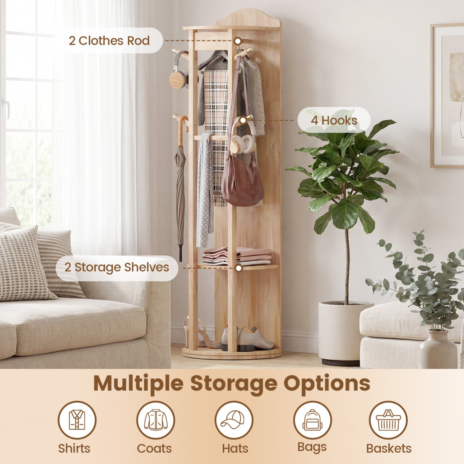 Full Length Mirror Coat Rack, Storage Shelves, Hooks, Natural Coat Racks & Hall Trees at Gallery Canada