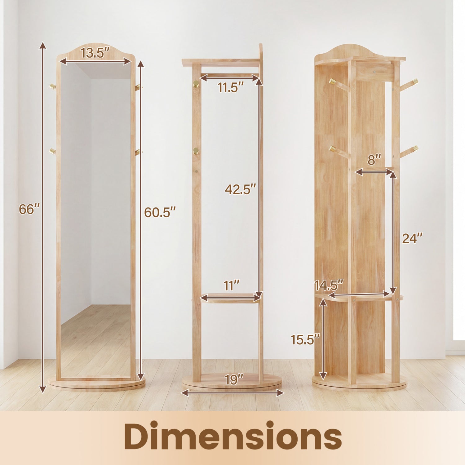 Full Length Mirror Coat Rack, Storage Shelves, Hooks, Natural Coat Racks & Hall Trees at Gallery Canada