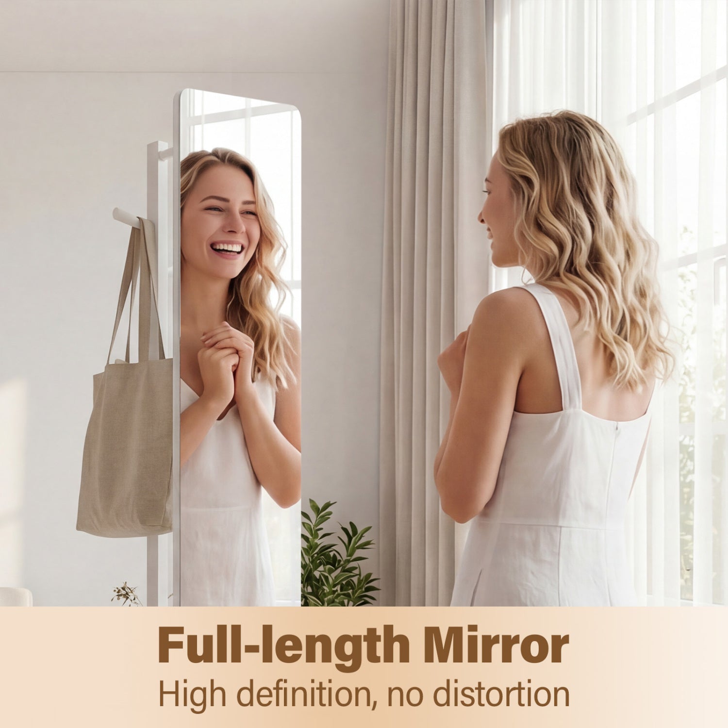 Full Length Mirror Coat Rack, Swivel Floor Mirror, White Coat Racks & Hall Trees at Gallery Canada