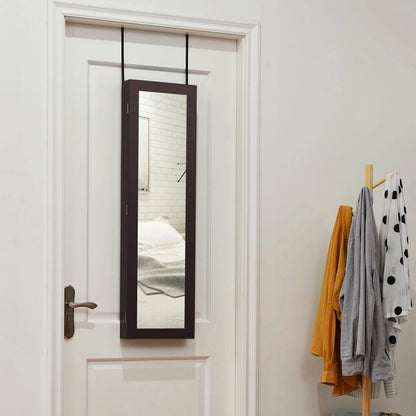 Full Length Mirror Jewelry Cabinet with Ring Slots and Necklace Hooks, Dark Brown Jewelry Armoires at Gallery Canada