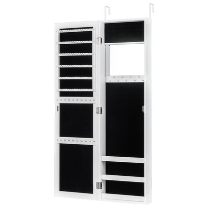 Full Length Mirror Jewelry Cabinet with Ring Slots and Necklace Hooks, White Jewelry Armoires at Gallery Canada