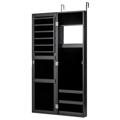 Full Length Mirror Jewelry Cabinet with Ring Slots and Necklace Hooks, Black Jewelry Armoires at Gallery Canada
