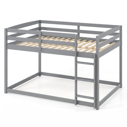 Full Over Full Bunk Bed, Ladder, Guardrails, Gray