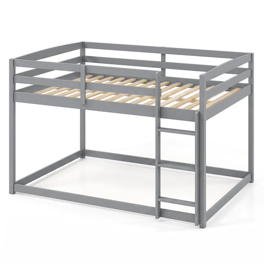Full Over Full Bunk Bed, Integrated Ladder, Guardrails, Grey Bunk Bed Frame Gray at Gallery Canada