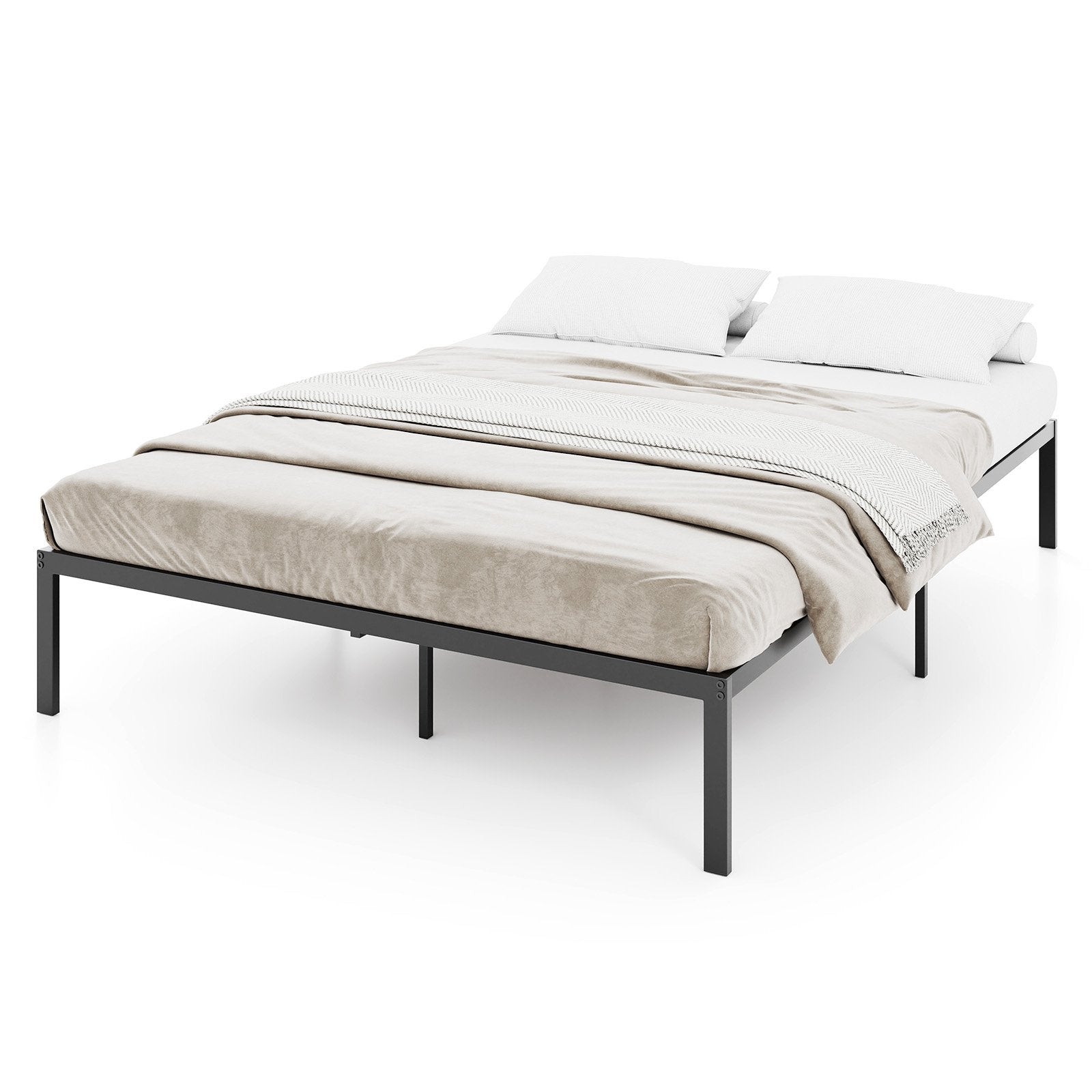 Full/Queen/King Size Metal Bed Frame Heavy Duty Support Slats Mattress Foundation-Full Size, Black Simple Bed Frame at Gallery Canada