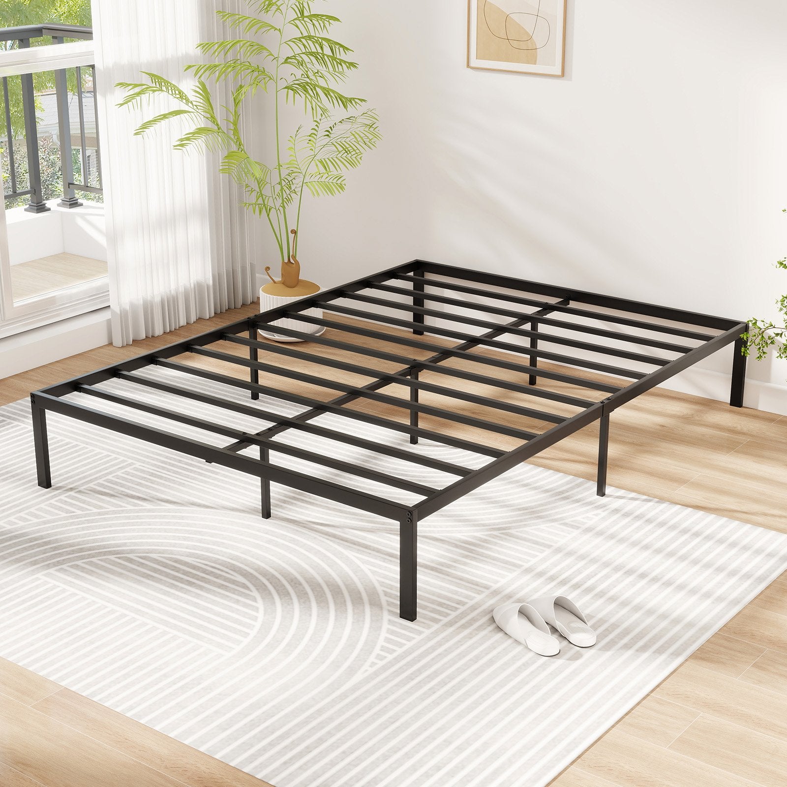 Full/Queen/King Size Metal Bed Frame Heavy Duty Support Slats Mattress Foundation-Full Size, Black Simple Bed Frame at Gallery Canada