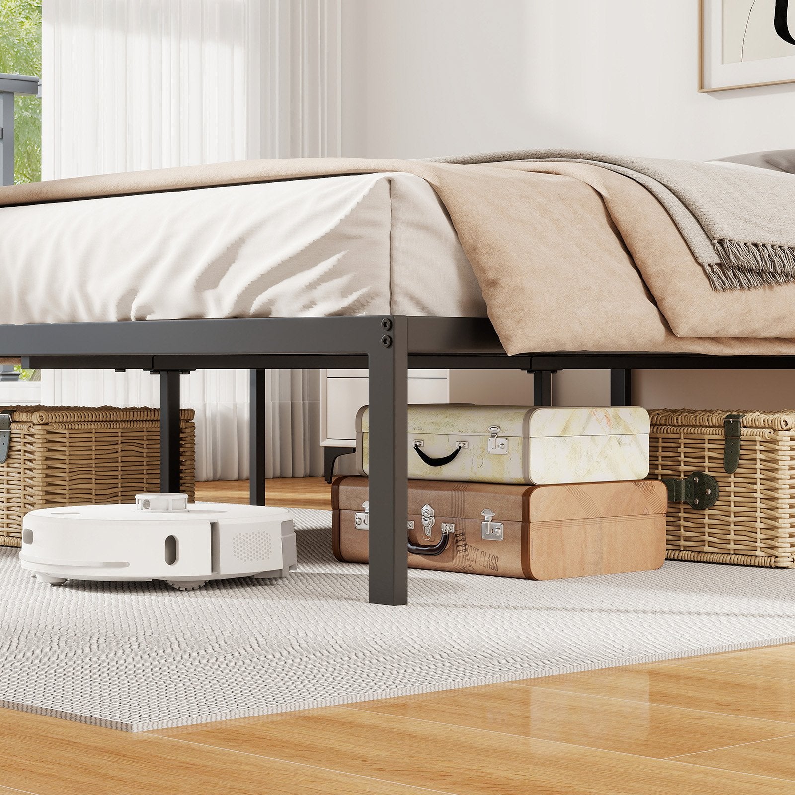 Full/Queen/King Size Metal Bed Frame Heavy Duty Support Slats Mattress Foundation-Full Size, Black Simple Bed Frame at Gallery Canada